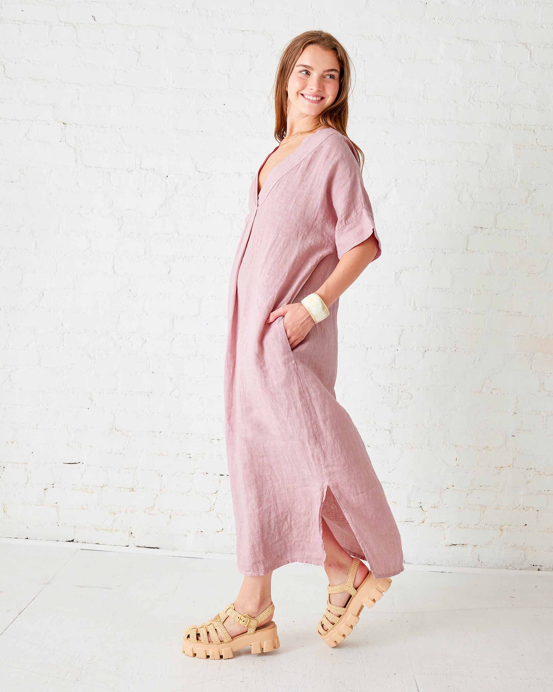 Women's Light Pink Maxi Kaftan Coverup Dress