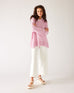 Women's Light Pink Midweight Loose Fitting V-neck Sweater Front View Arms Crossed