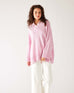 Women's Light Pink Midweight Loose Fitting V-neck Sweater Front View 