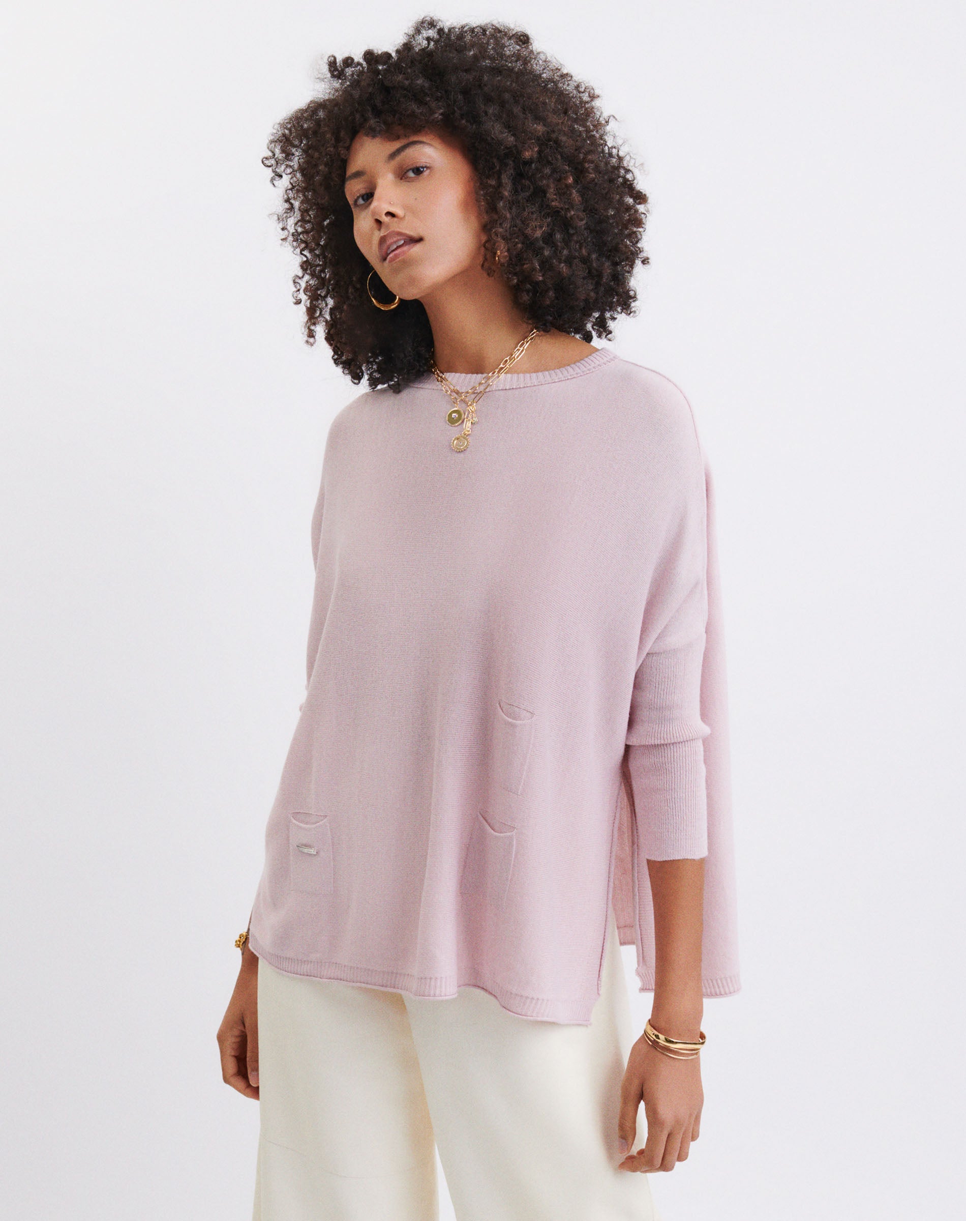 Women's Light Pink Oversized Sweater