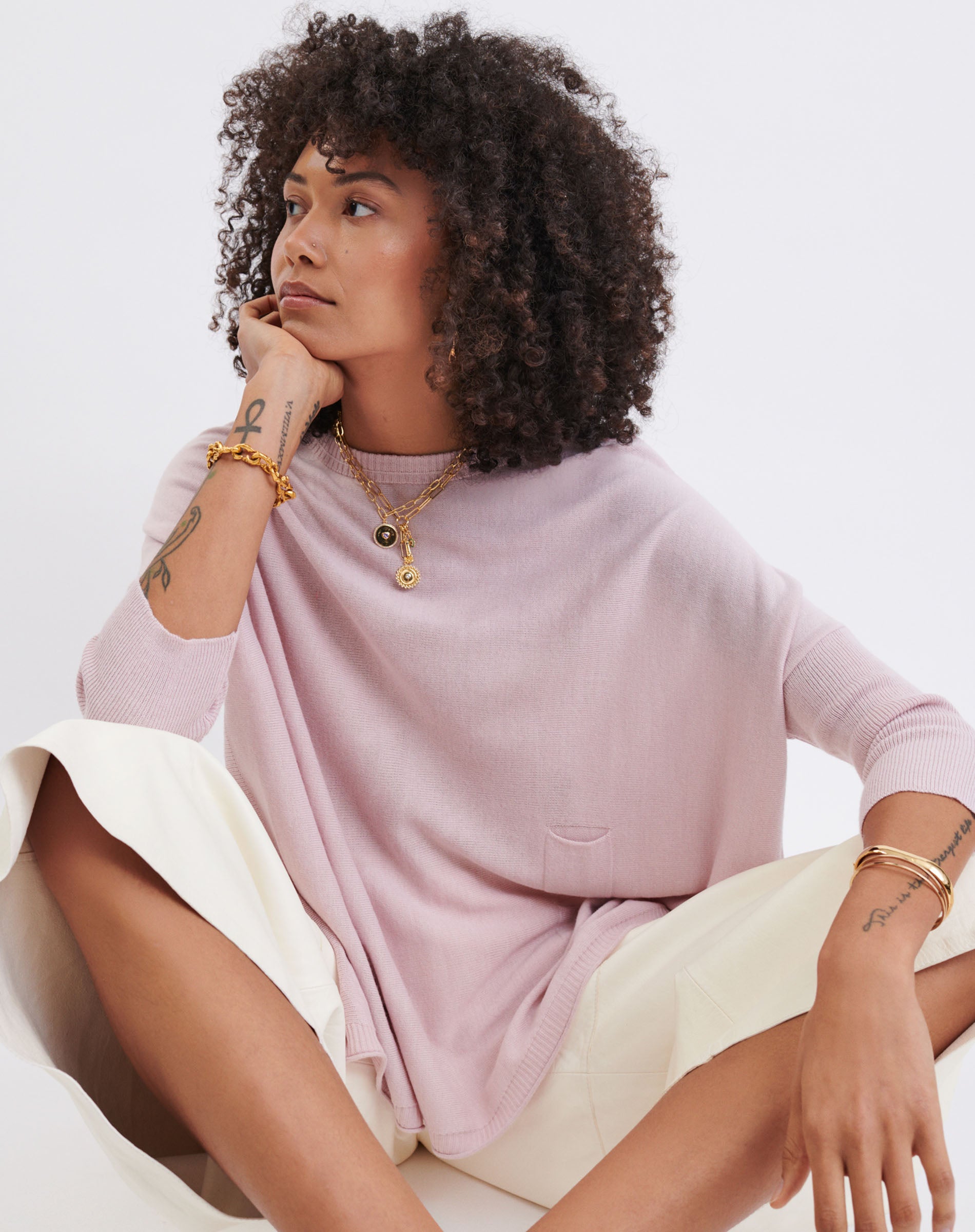 Women's Light Pink Oversized Sweater