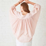 Women's Light Pink Ruffle Blouse Long Sleeve