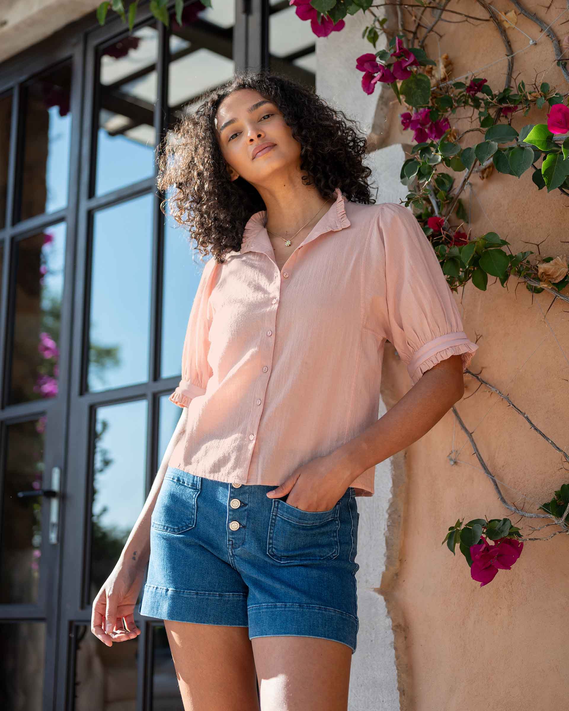 Sweet Clementine Button Up Top
