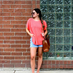 Women's One Size Pink Short Sleeve Sweater With Buttons Down Back Casual Day Outfit
