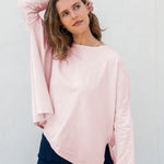 Women's Light Pink Slub Tee One Size Side Slits