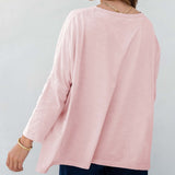 Women's Light Pink Slub Tee One Size Side Slits