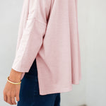 Women's Light Pink Slub Tee One Size Side Slits