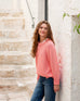 Women's Light Pink Soft Crewneck Stitched Sweater Front View Destionation Look