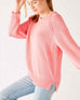 Women's Light Pink Soft Crewneck Stitched Sweater Front View