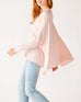 Women's One Size Vneck Knit Sweater in Light Pink Side View