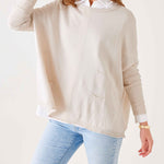 Women's Light Tan Oversized Lightweight Sweater