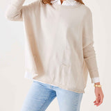 Women's Light Tan Oversized Lightweight Sweater