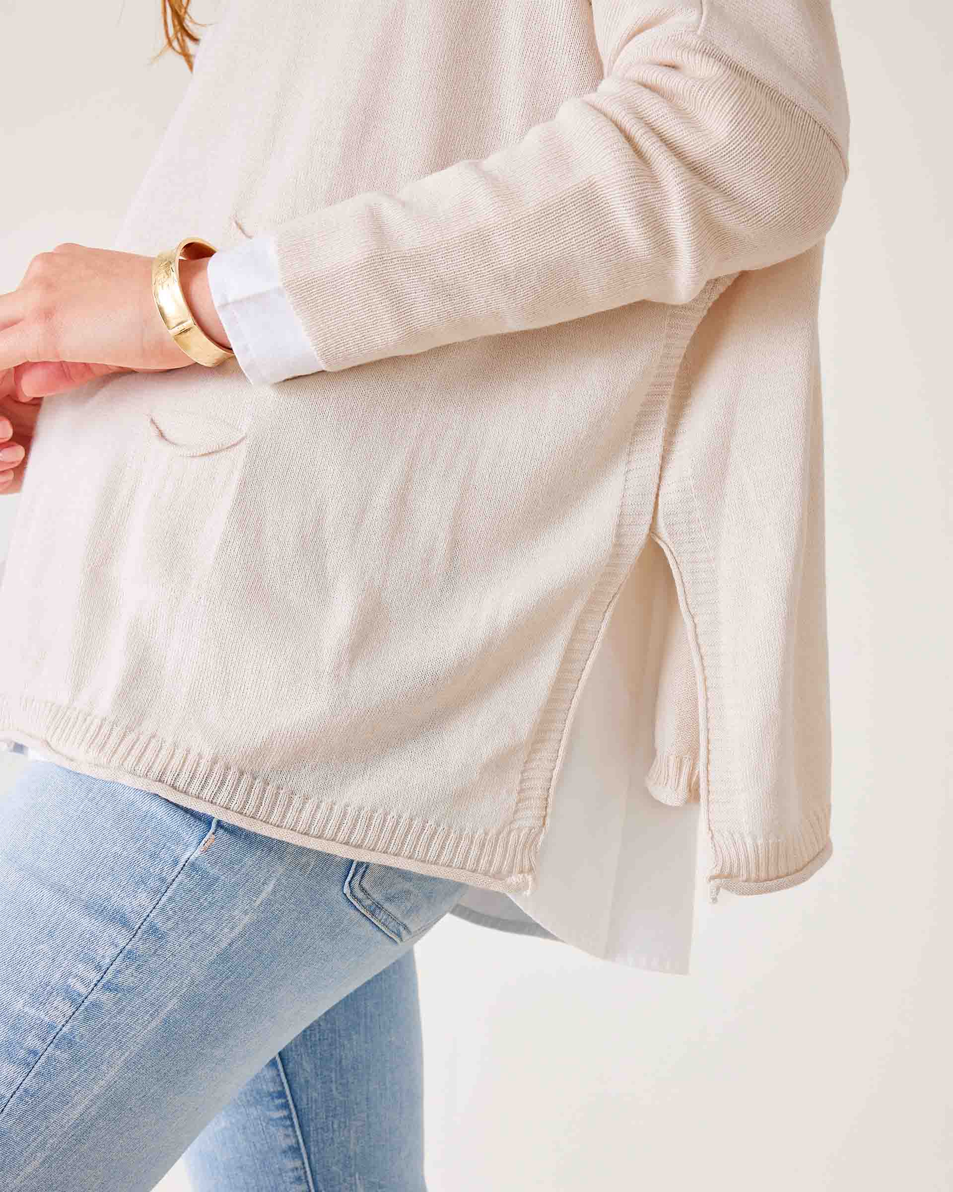 Women's Light Tan Oversized Lightweight Sweater