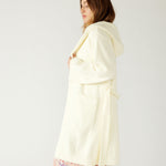 Women's Loungewear Nylon White Shawl Collar Patch Pockets Self-belt Goodnight Moon PJ Robe Side View