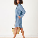 Women's Midi Denim Button Down Dress