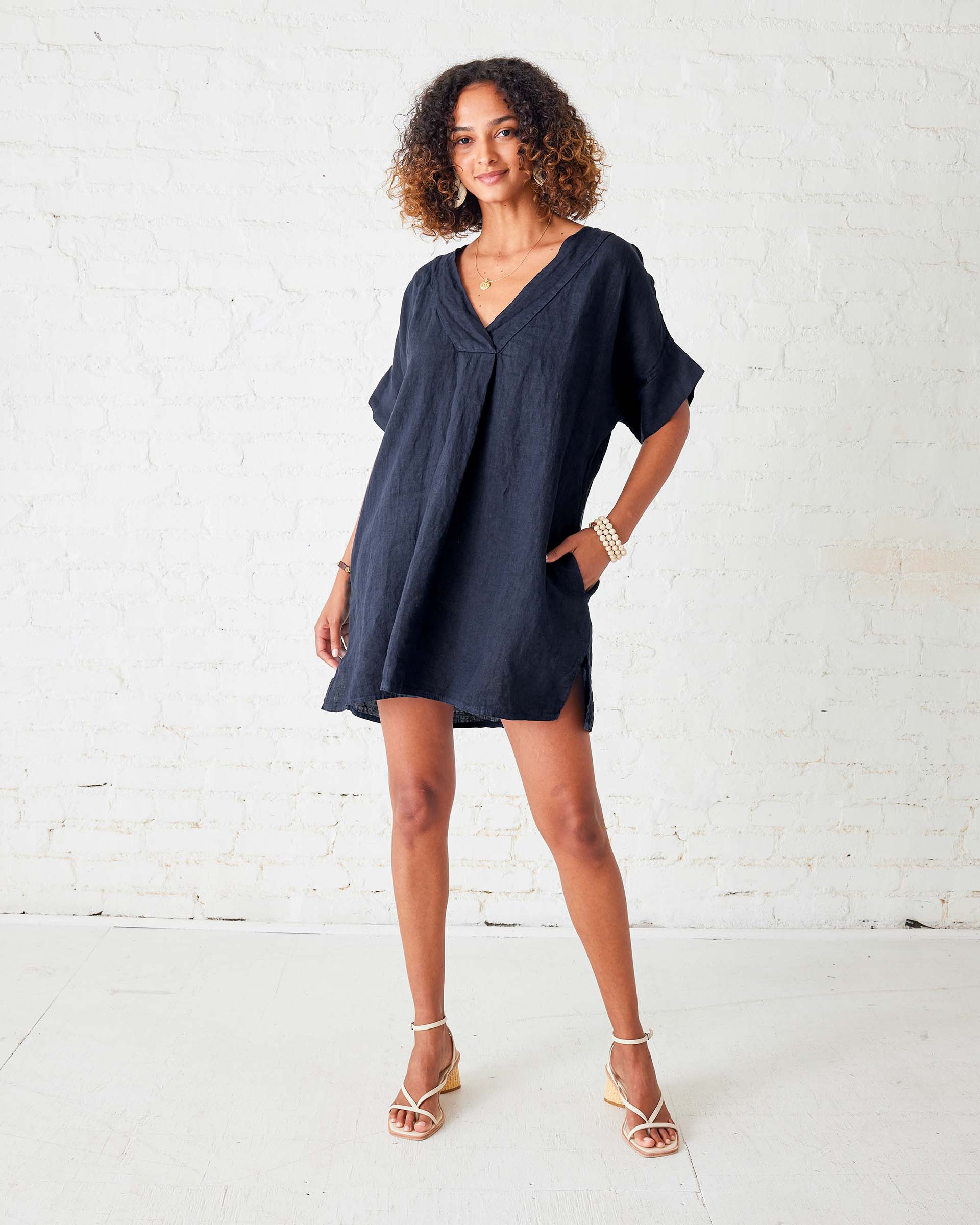 Women's Navy Beach Kaftan Coverup Dress