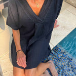 Women's Navy Beach Kaftan Coverup Dress