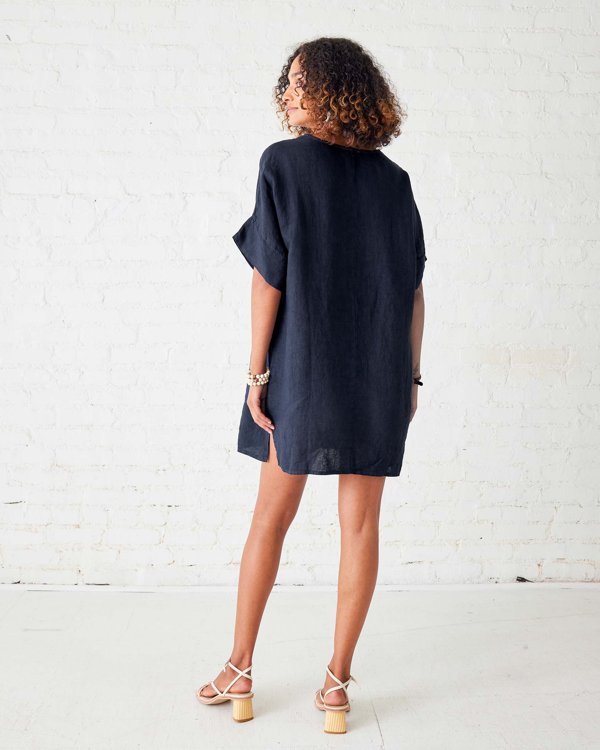 Women's Navy Beach Kaftan Coverup Dress