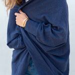 Women's Navy Cashmere Chelsea Travel Kimono Details