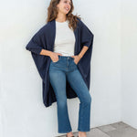 Women's Navy Cashmere Chelsea Travel Kimono Chest View