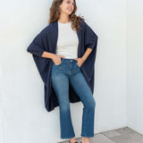 Women's Navy Cashmere Chelsea Travel Kimono Chest View