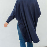 Women's Navy Cashmere Chelsea Travel Kimono Rea View