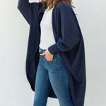 Women's Navy Cashmere Chelsea Travel Kimono Side View