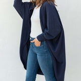 Women's Navy Cashmere Chelsea Travel Kimono Side View