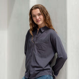 Women's Navy Cotton Button Down