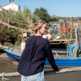 Women's Navy Crewneck Boat Tee