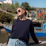 Women's Navy Crewneck Boat Tee