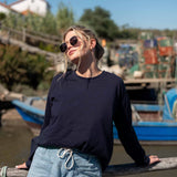 Women's Navy Crewneck Boat Tee