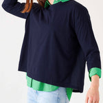 Women's Navy Crewneck Boat Tee