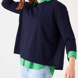 Women's Navy Crewneck Boat Tee