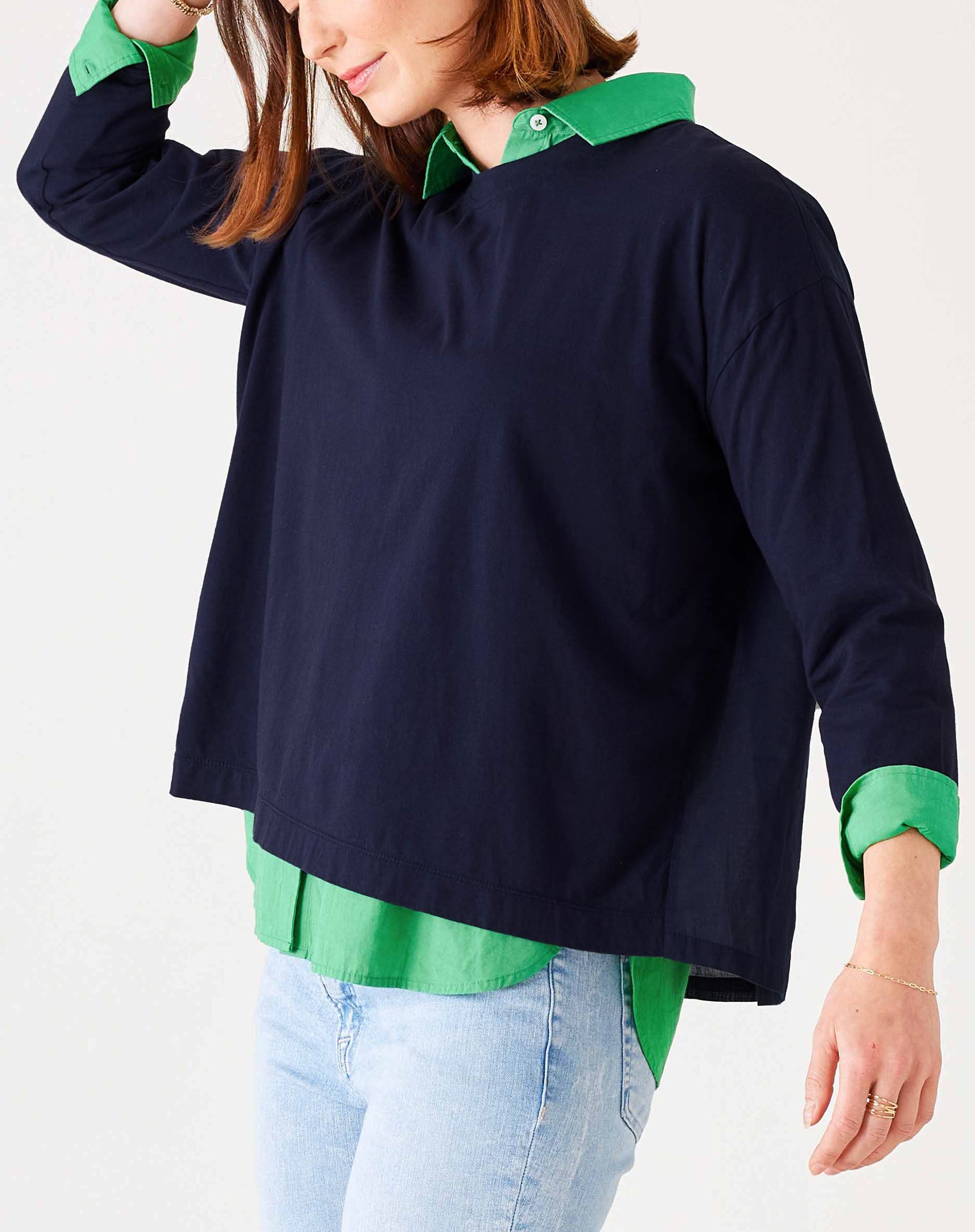 Women's Navy Crewneck Boat Tee