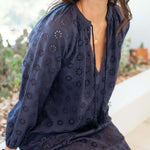 Women's Navy Eyelet Coverup Dress