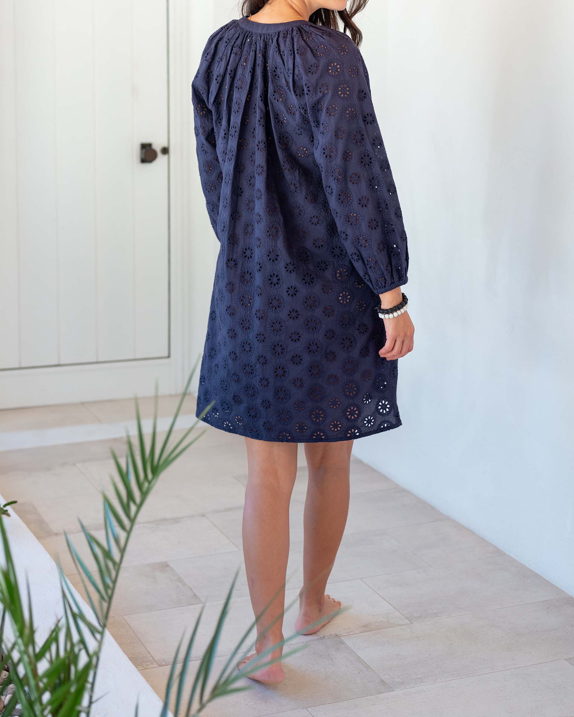 Women's Navy Eyelet Coverup Dress