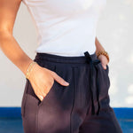 Women's Navy French Terry Jogger With Drawstring