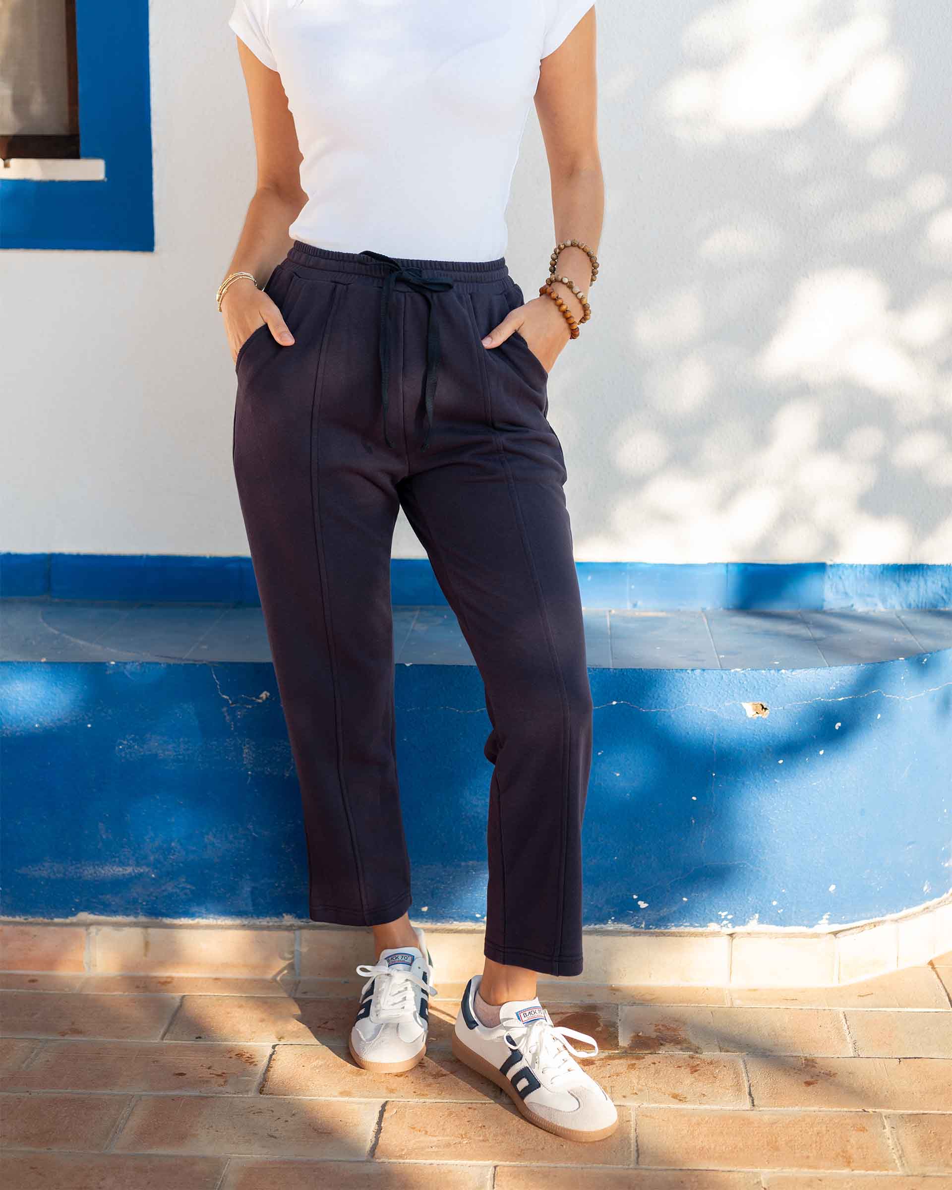 Women's Navy French Terry Jogger With Drawstring