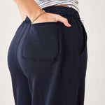 Women's Navy French Terry Wide Leg Pant