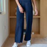 Women's Navy Pleated Knit Pant Fall Style