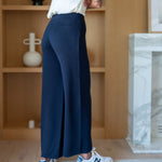 Women's Navy Pleated Knit Pant Fall Style