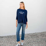 Women's Navy Red Oversized Sweater with Pardon My French Motto