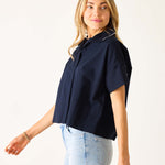 Women's Navy Short Sleeve Top