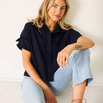 Women's Navy Short Sleeve Top