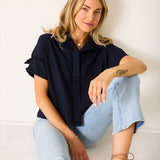 Women's Navy Short Sleeve Top