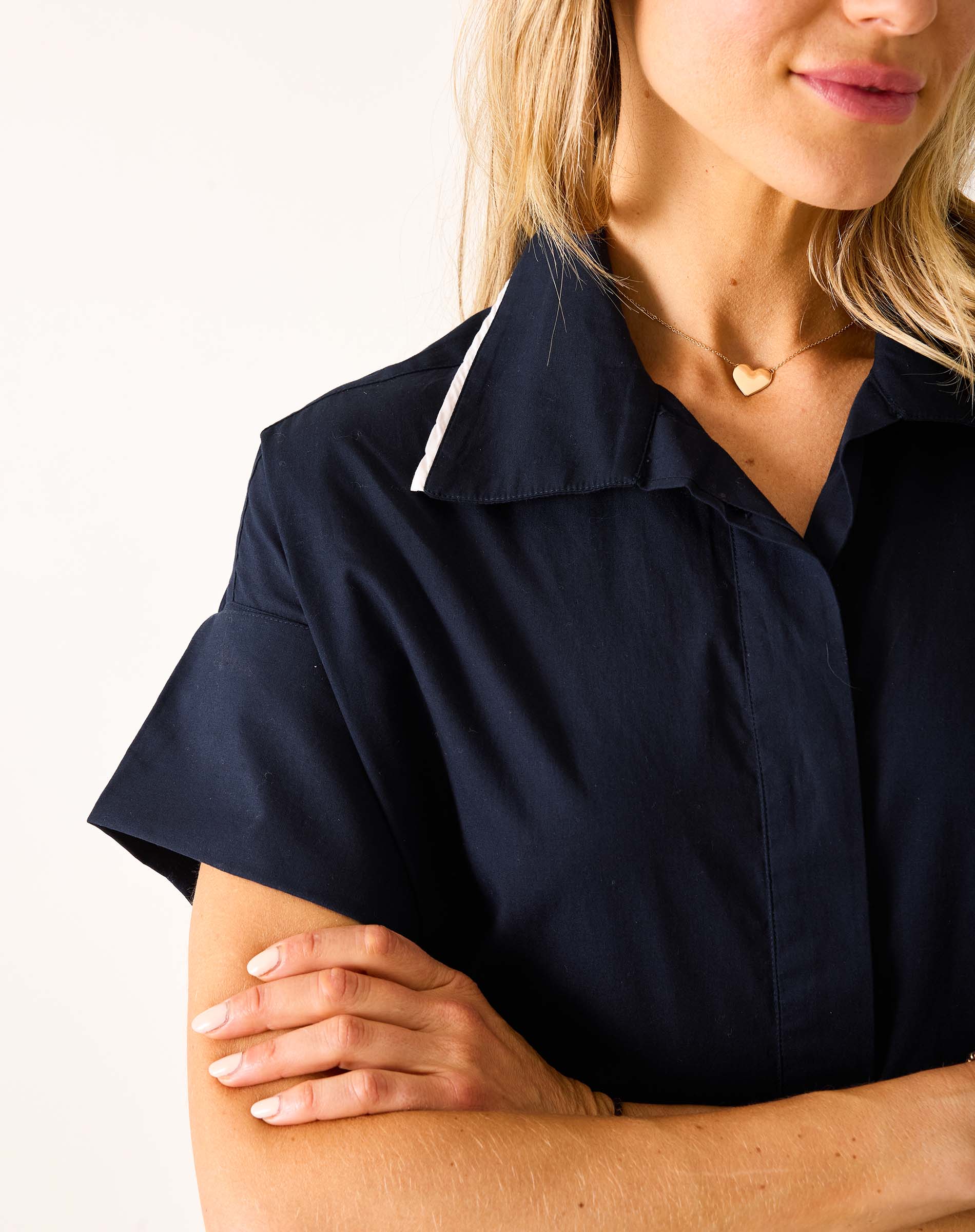 Women's Navy Short Sleeve Mini Dress