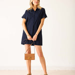 Women's Navy Short Sleeve Mini Dress
