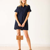 Women's Navy Short Sleeve Mini Dress