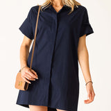 Women's Navy Short Sleeve Mini Dress